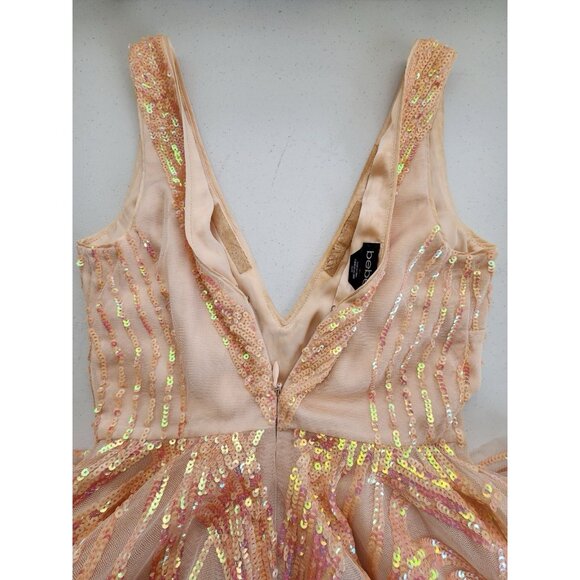 Bebe Mini Dress XS Peach Sequins Layered Mesh Coquette Hoco Ballerina Fairycore - Picture 10 of 16